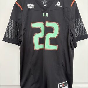 New Adidas university of miami hurricanes custom Black jersey